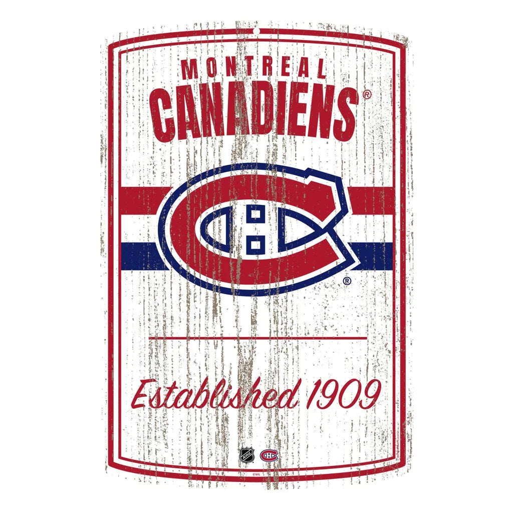 Montreal Canadiens NHL 16" x 23" White Established Faux Wood Wall Signs product image 1, provided for visual reference and