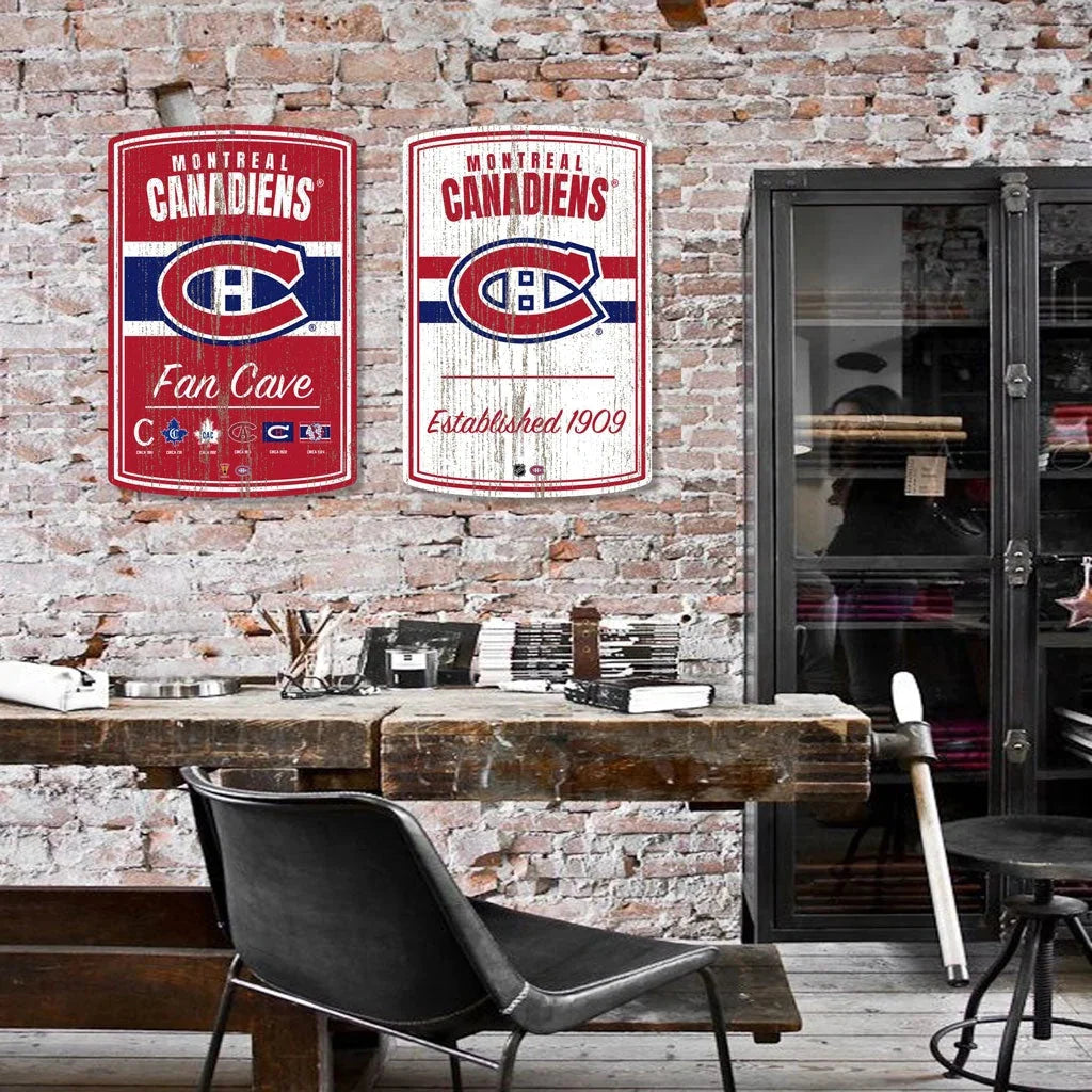 Montreal Canadiens NHL 16" x 23" White Established Faux Wood Wall Signs product image 2, provided for visual reference and