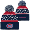 Montreal Canadiens NHL Outerstuff Infant Red/Navy Face Off Cuff Pom Knit Hat product image 1, provided for visual reference