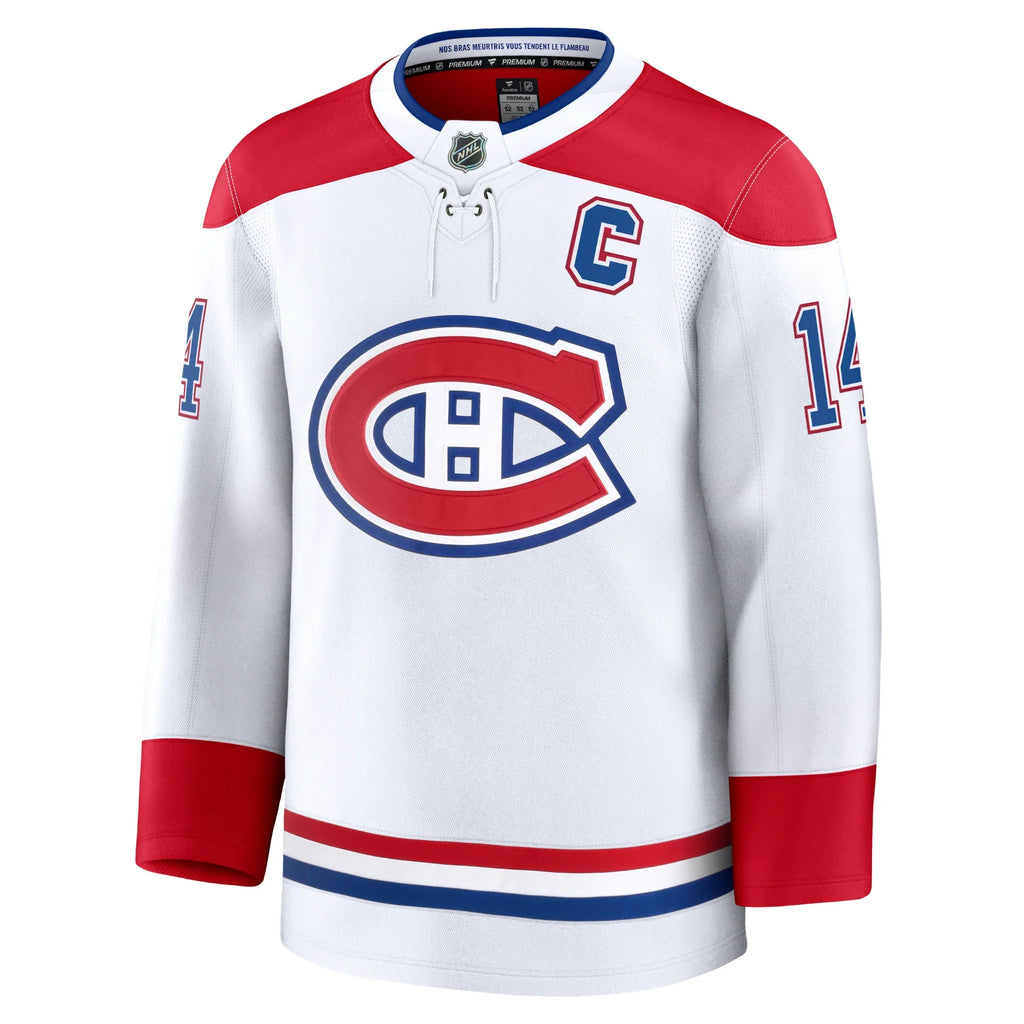 Nick Suzuki Montreal Canadiens NHL Fanatics Branded Men White Pro-Stitched Premium Jersey product image 2, provided for