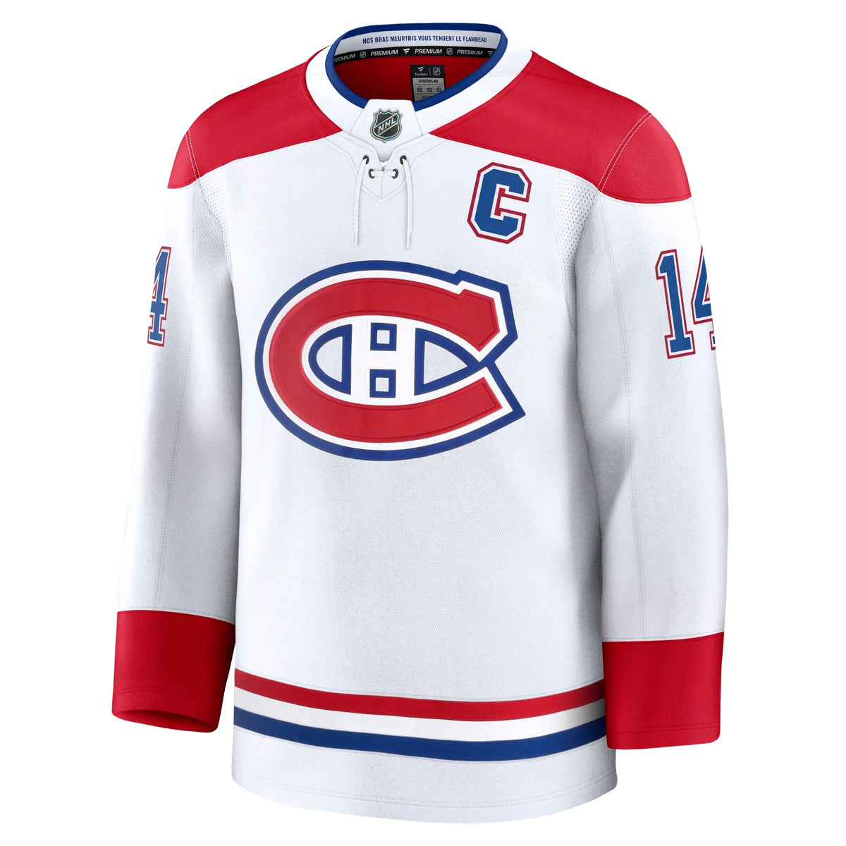 Nick Suzuki Montreal Canadiens NHL Fanatics Branded Men White Pro-Stitched Premium Jersey product image 2, provided for
