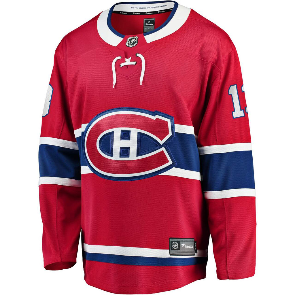 Cole Caufield Montreal Canadiens NHL Fanatics Branded Men Red 13 Breakaway Jersey product image 2, provided for visual