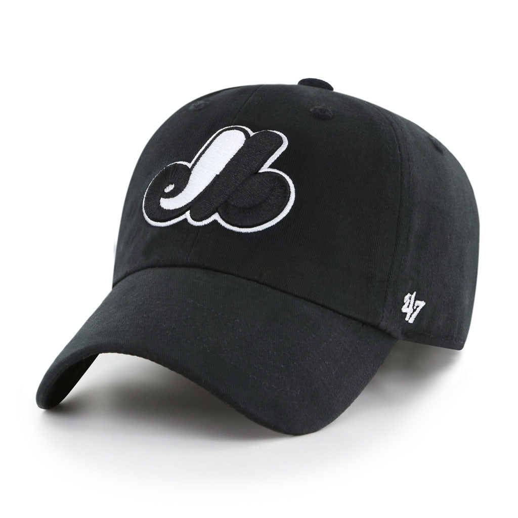 Montreal Expos MLB 47 Brand Men Black/White Clean Up Adjustable Hat product image 1, provided for visual reference and
