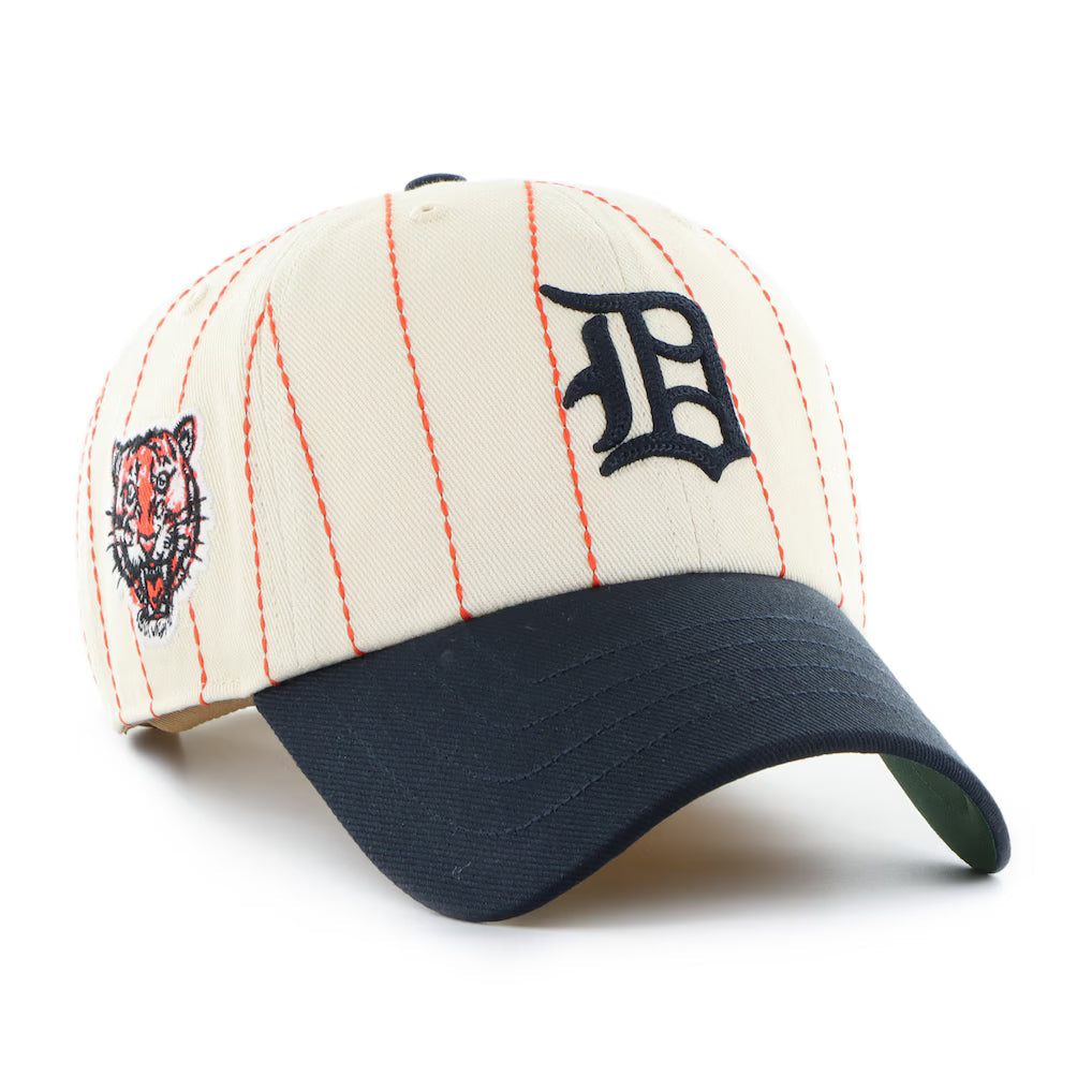 Detroit Tigers MLB 47 Brand Men Beige Rawlings Pinstripe Clean Up Adjustable Hat product image 1, provided for visual