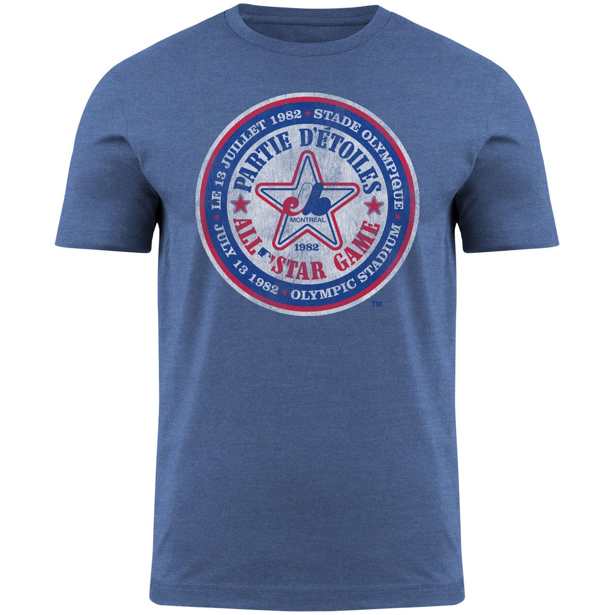 Montreal Expos MLB Bulletin Men Royal 1982 All Star Distressed T-Shirt product image 1, provided for visual reference and