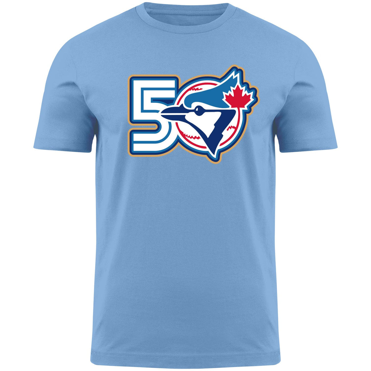 Toronto Blue Jays MLB Bulletin Men Light Blue 50th Anniversary Logo T-Shirt product image 1, provided for visual reference