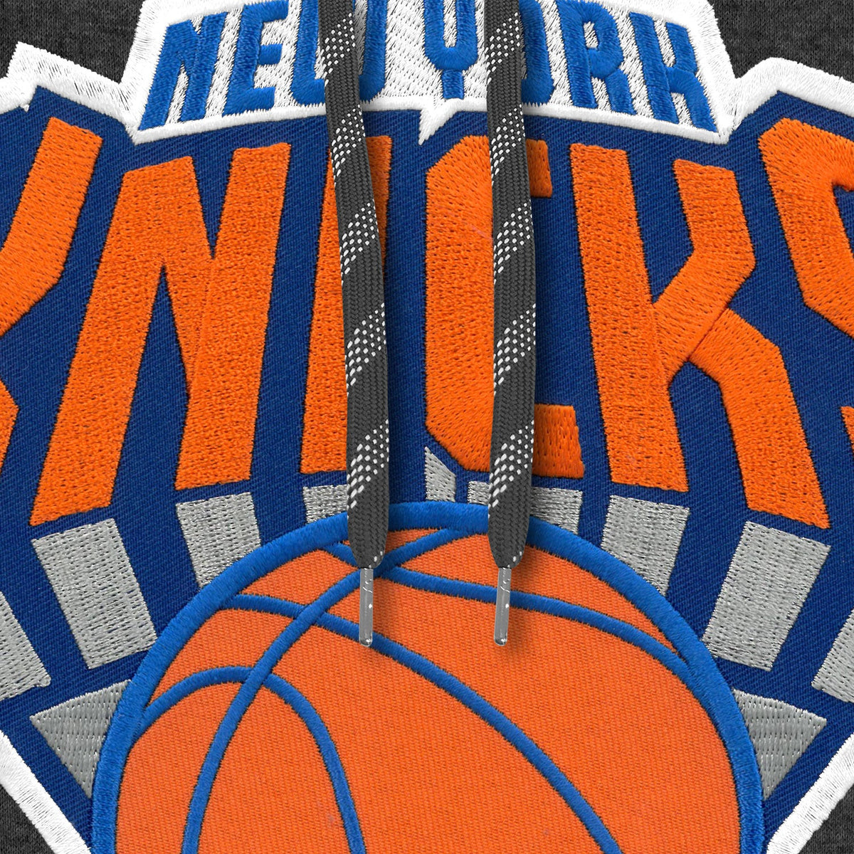 New York Knicks NBA Bulletin Men Charcoal Express Twill Logo Hoodie product image 3, provided for visual reference and