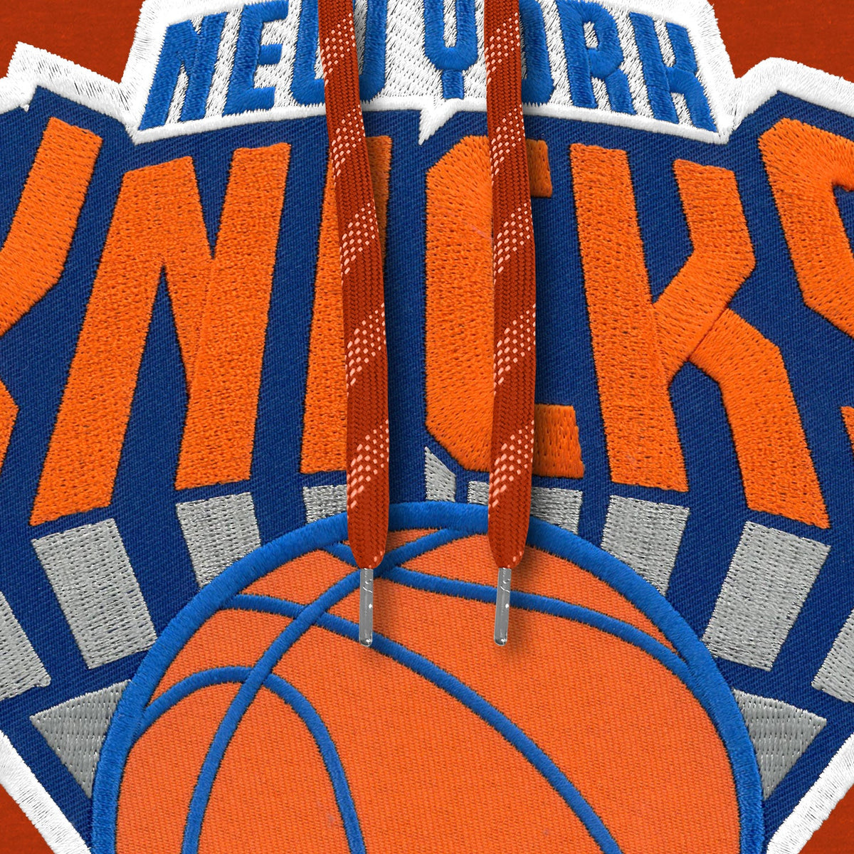 New York Knicks NBA Bulletin Men Orange Express Twill Logo Hoodie product image 3, provided for visual reference and product