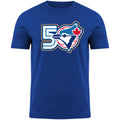 Toronto Blue Jays MLB Bulletin Men Royal Blue 50th Anniversary Logo T-Shirt product image 1, provided for visual reference