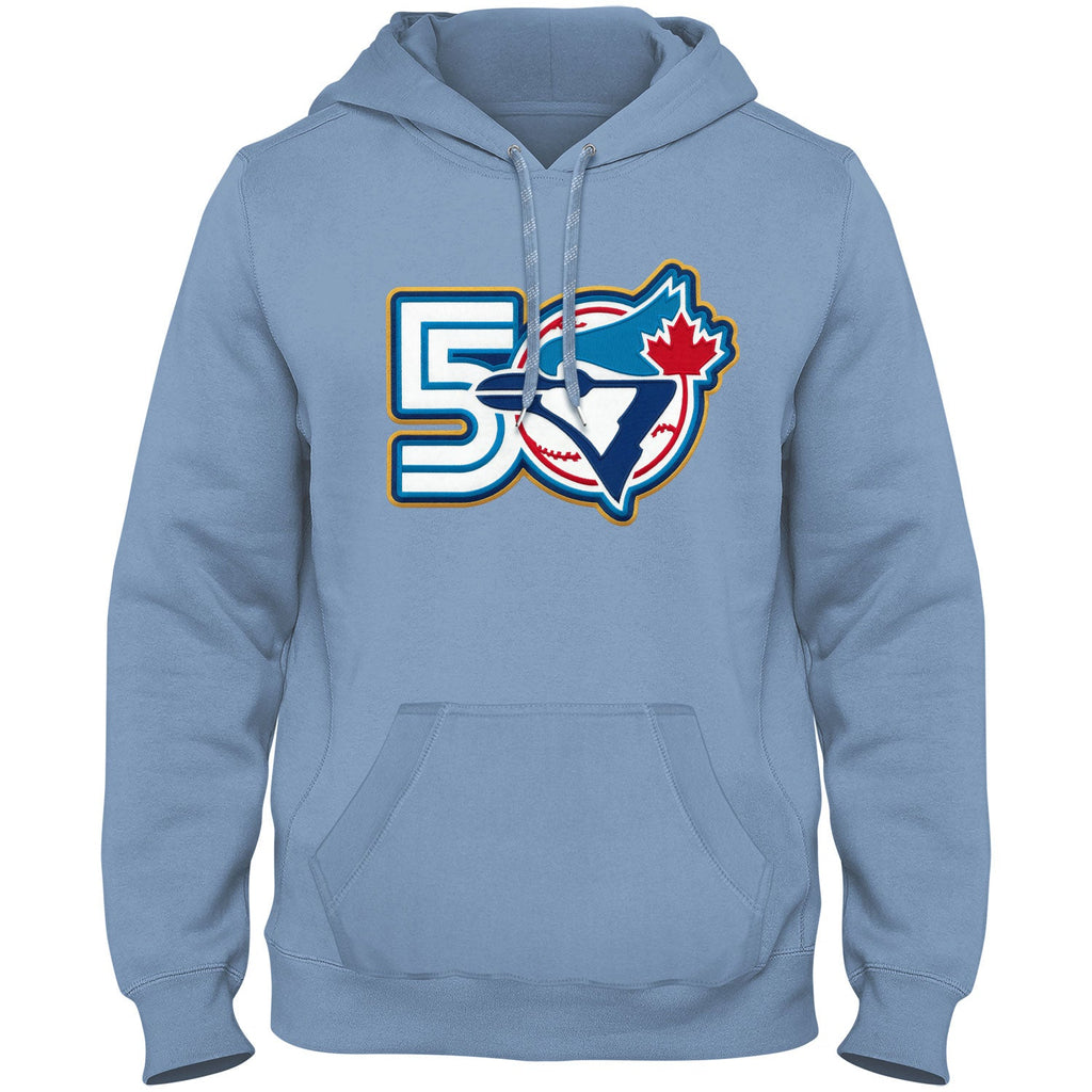 Toronto Blue Jays MLB Bulletin Men Light Blue Express Twill 50th Anniversary Logo Hoodie product image 1, provided for