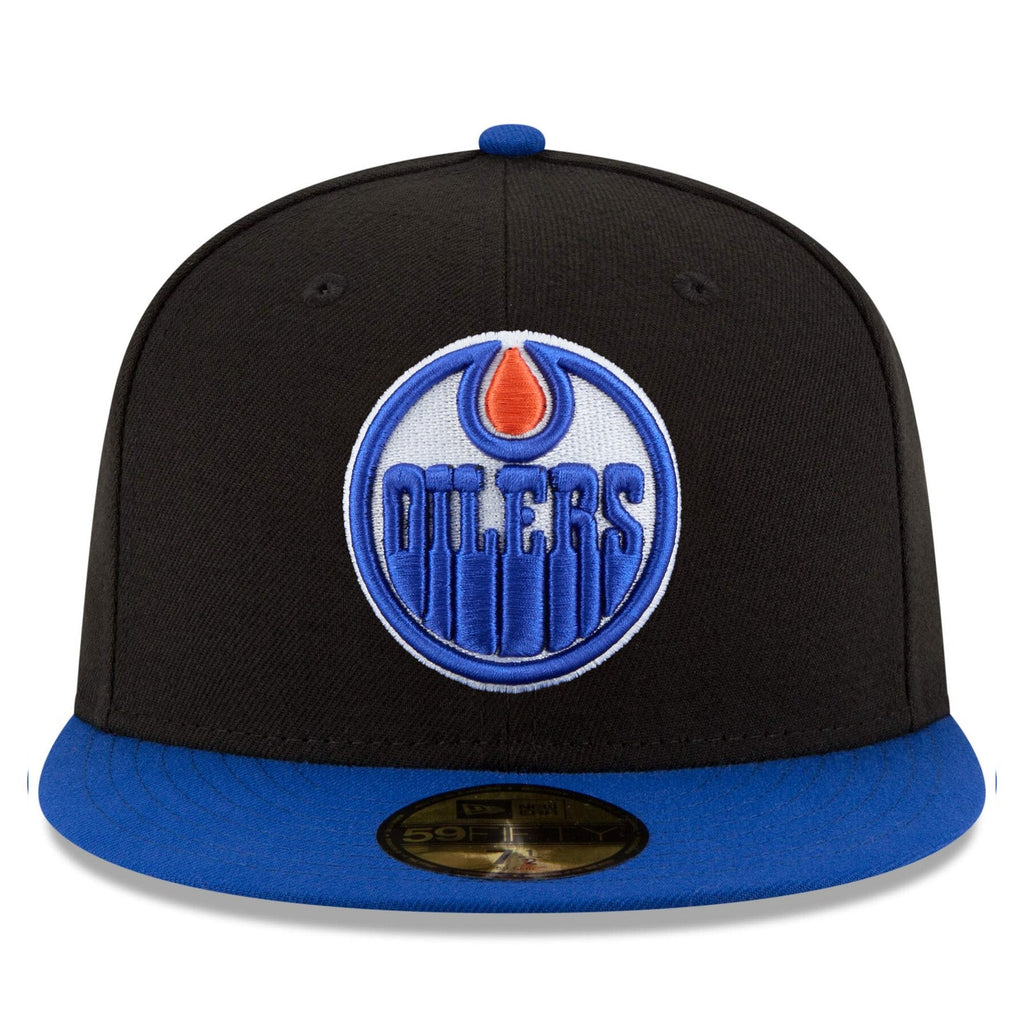 Edmonton Oilers NHL New Era Men Black Royal Two Tone 59Fifty Fitted Hat product image 3, provided for visual reference and