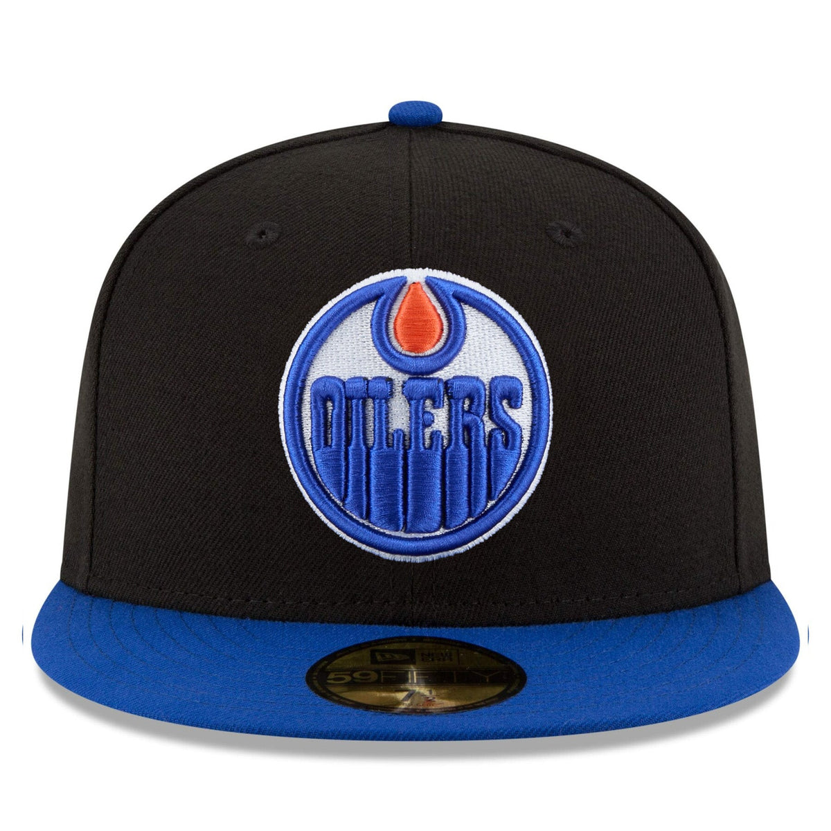Edmonton Oilers NHL New Era Men Black Royal Two Tone 59Fifty Fitted Hat product image 3, provided for visual reference and