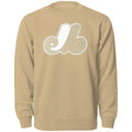 Montreal Expos MLB Bulletin Men Wheat Twill Tonal Logo Crew Sweater product image 1, provided for visual reference and
