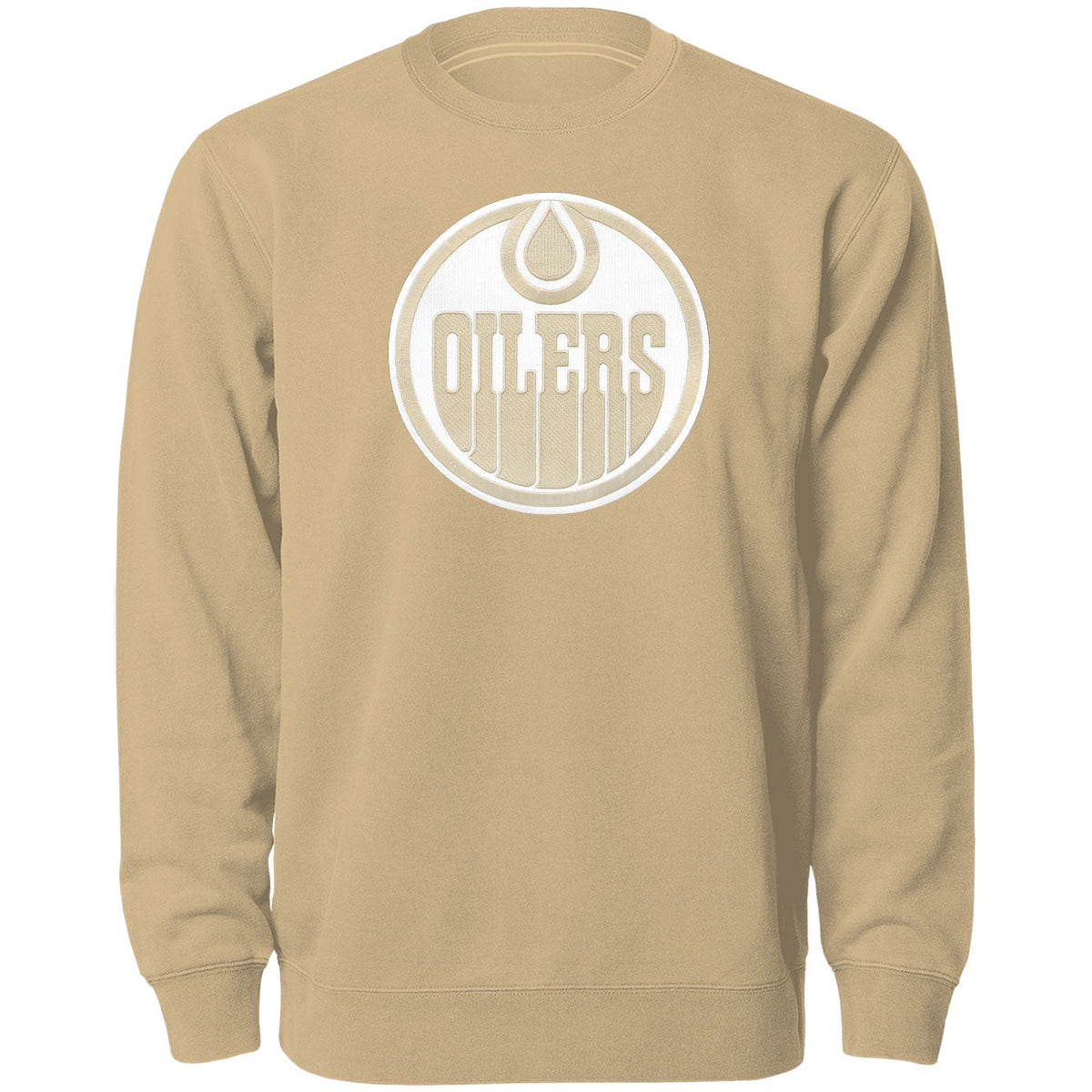 Edmonton Oilers NHL Bulletin Men Wheat Twill Tonal Logo Crew Sweater product image 1, provided for visual reference and