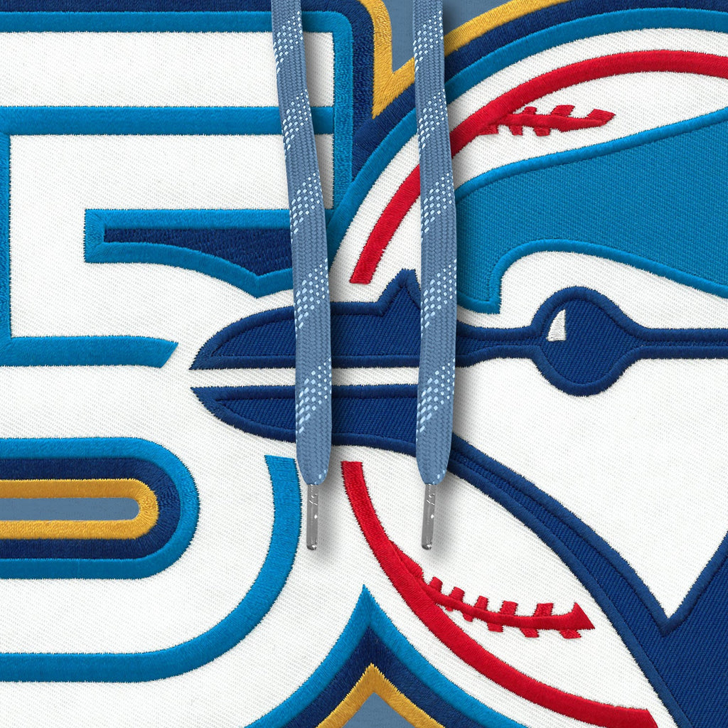Toronto Blue Jays MLB Bulletin Men Light Blue Express Twill 50th Anniversary Logo Hoodie product image 2, provided for