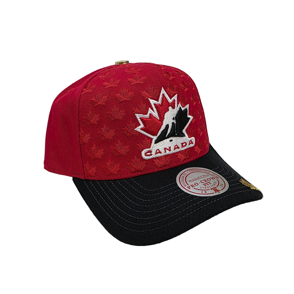 Hockey Canada IIHF Mitchell & Ness Men Red/Black Leaves Front Pro Crown Snapback product image 4, provided for visual