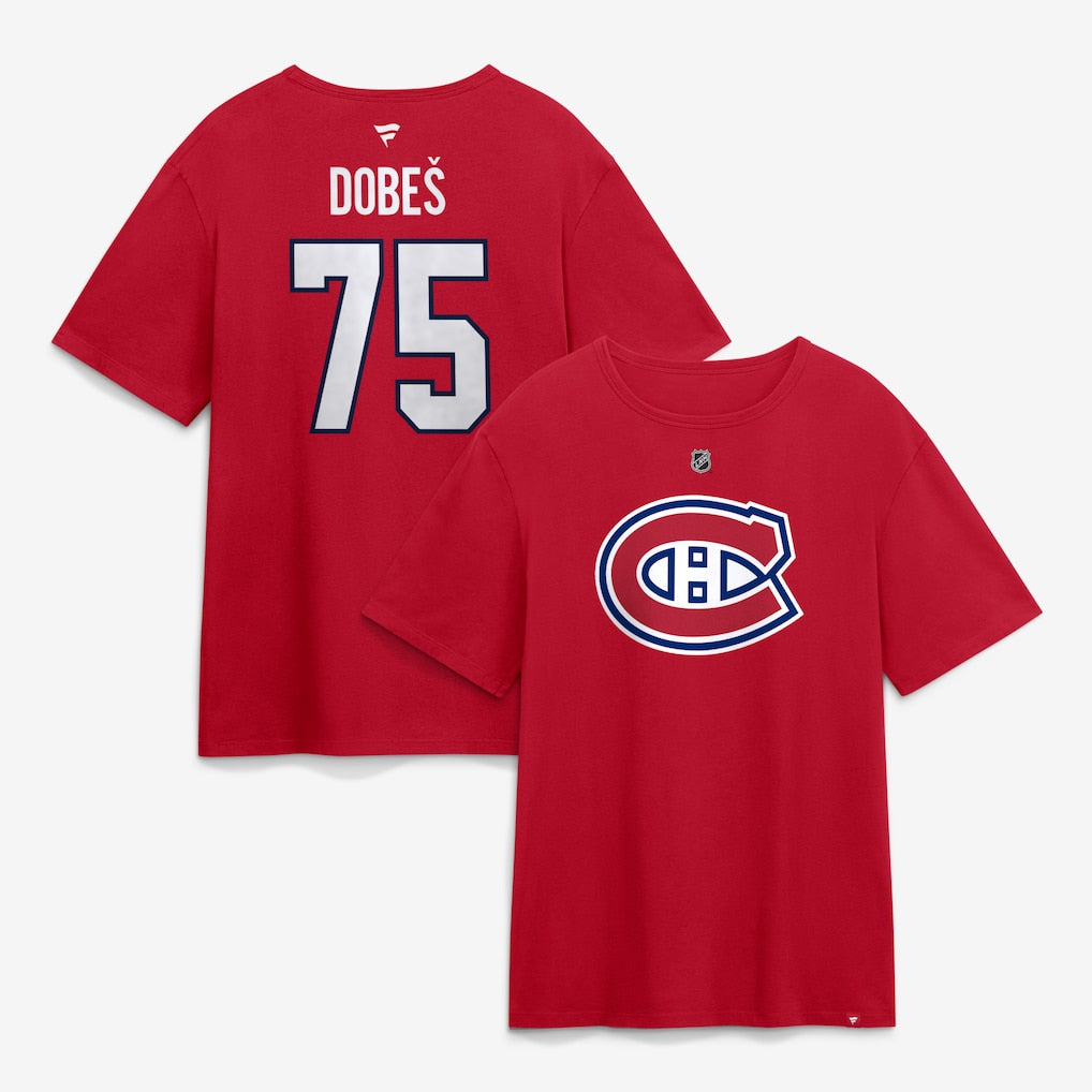 Jakub Dobes Montreal Canadiens NHL Fanatics Branded Men Red Authentic T Shirt product image 2, provided for visual reference
