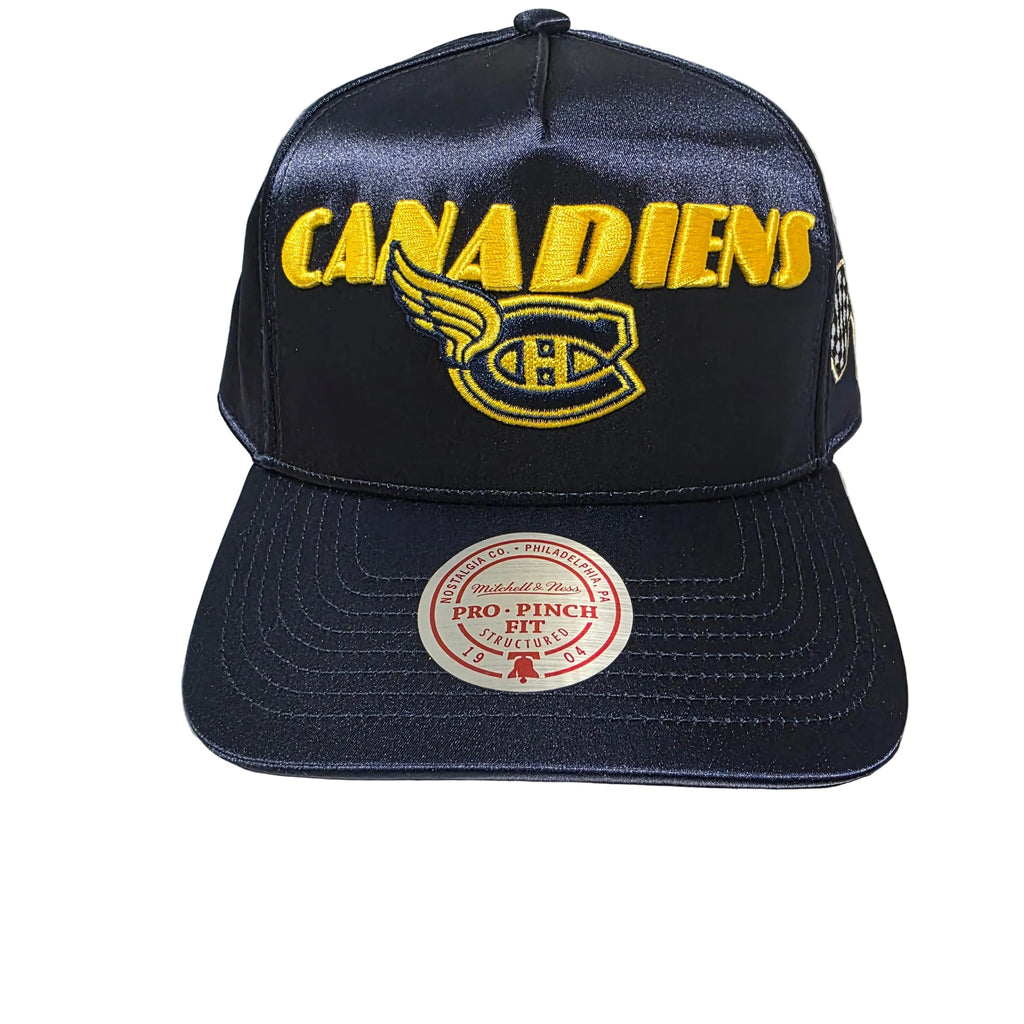 Montreal Canadiens Mitchell & Ness Men Navy Satin Goodyear Pro Pinch Fit Snapback product image 2, provided for visual