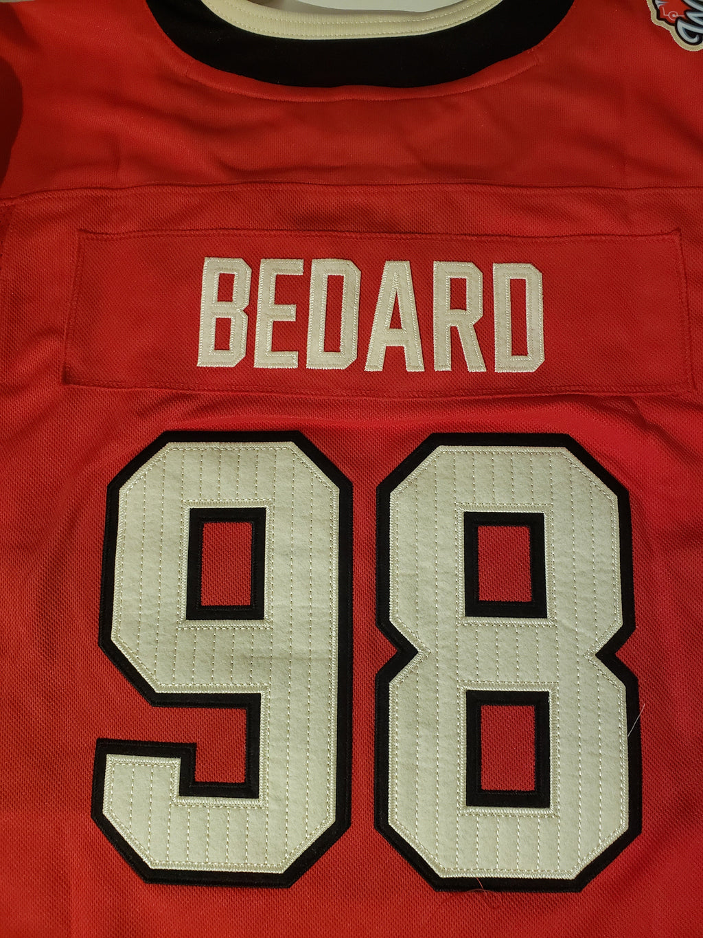 Connor Bedard Chicago Blackhawks NHL Outerstuff Youth Red 2024 Winter Classic Premier Jersey product image 4, provided for