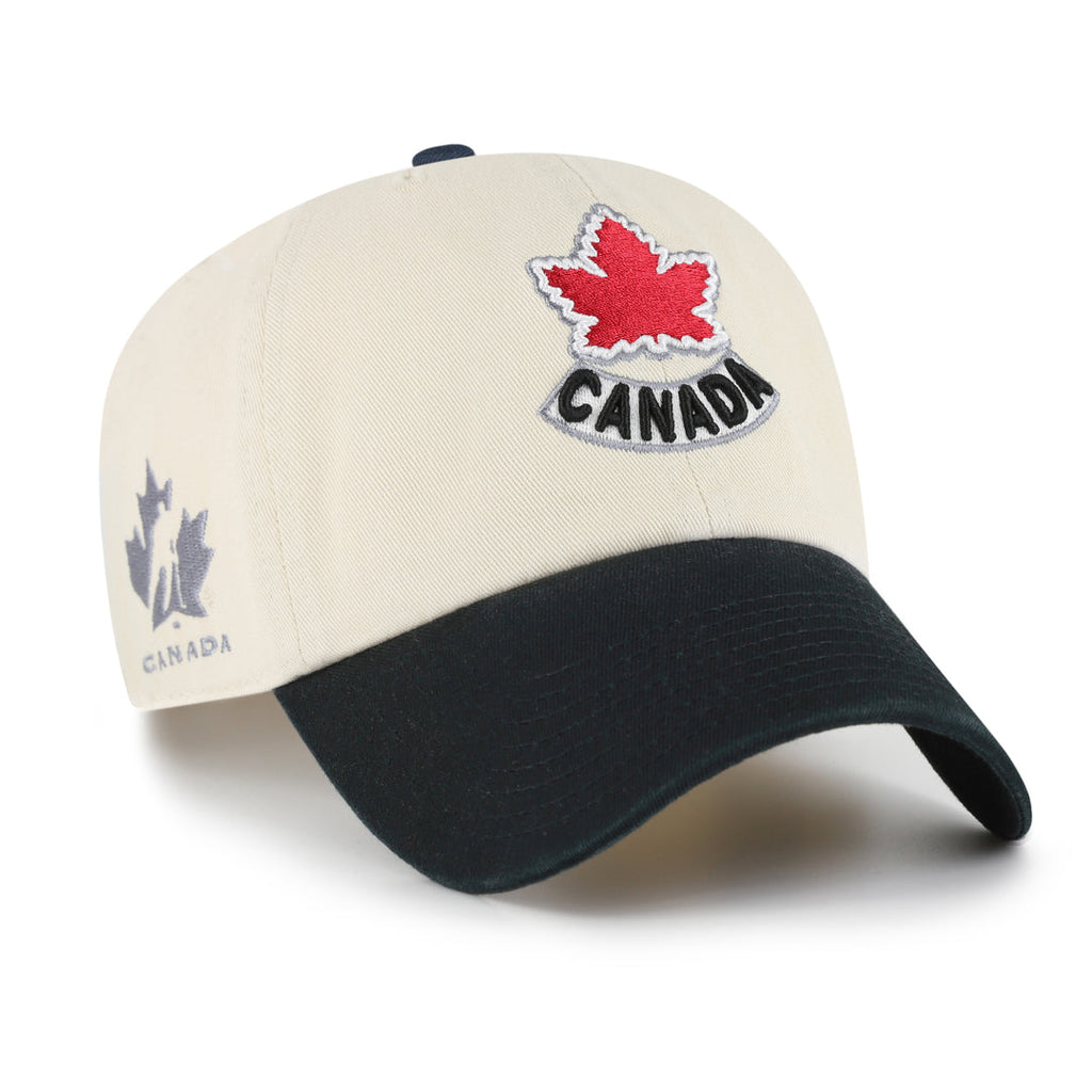Hockey Canada IIHF 47 Brand Men Beige/Black 2002 Logo Sure Shot Clean Up Adjustable Hat product image 1, provided for visual