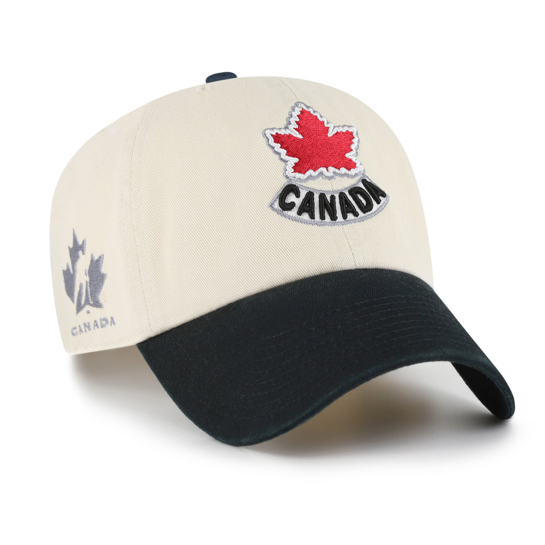 Hockey Canada IIHF 47 Brand Men Beige/Black 2002 Logo Sure Shot Clean Up Adjustable Hat product image 1, provided for visual