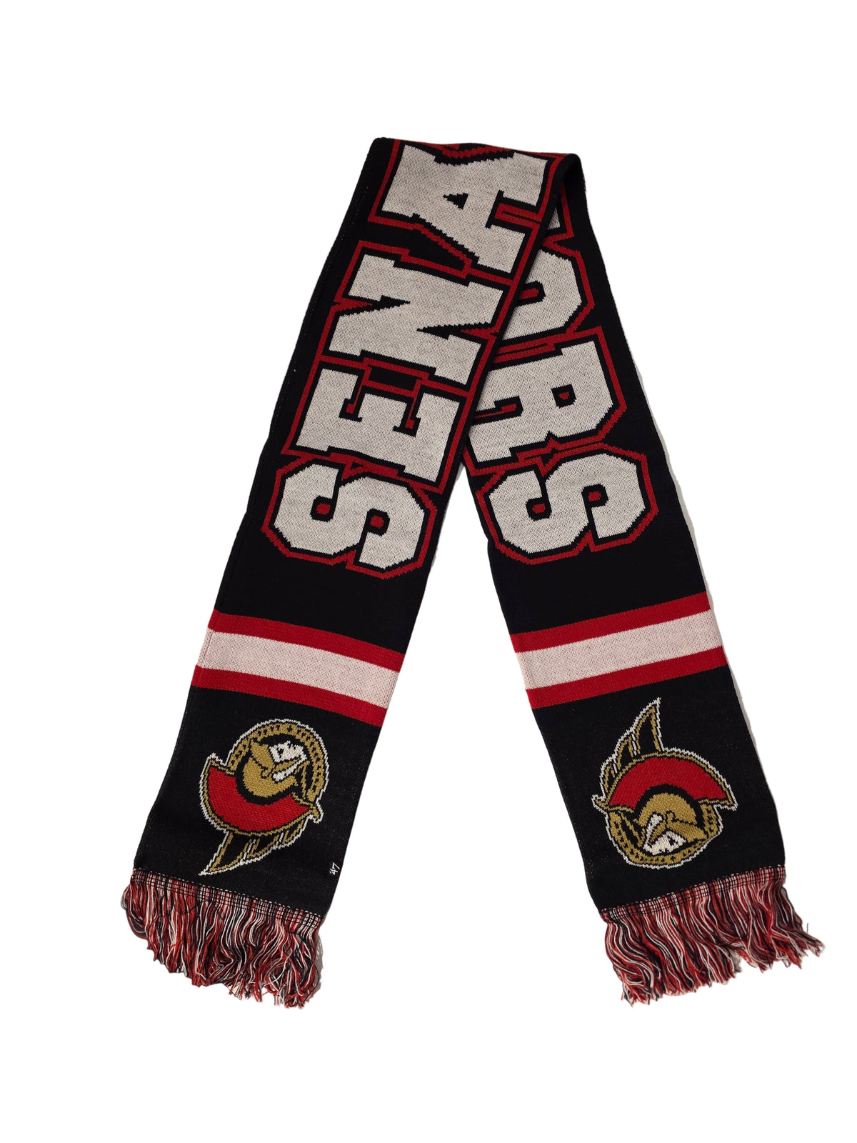 Ottawa Senators NHL 47 Brand Men Red Breakaway Knit Scarf product image 1, provided for visual reference and product detail