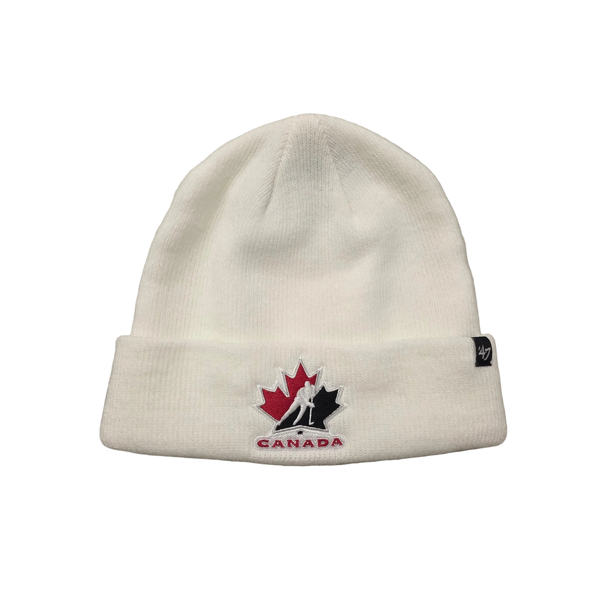 Hockey Canada IIHF 47 Brand Men White Raised Cuff Knit Beanie product image 1, provided for visual reference and product