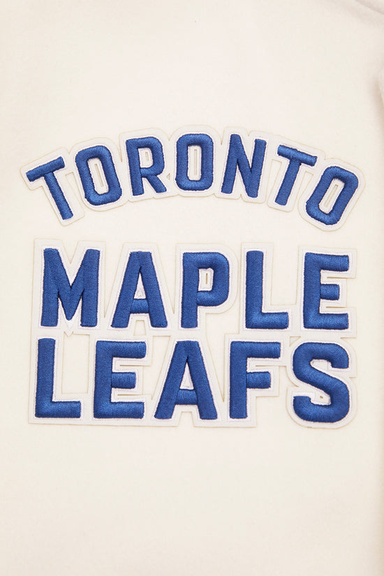 Toronto Maple Leafs NHL Pro Standard Men Eggshell/Royal Blue Modern Originals Rib Wool Varsity Jacket product image 7,