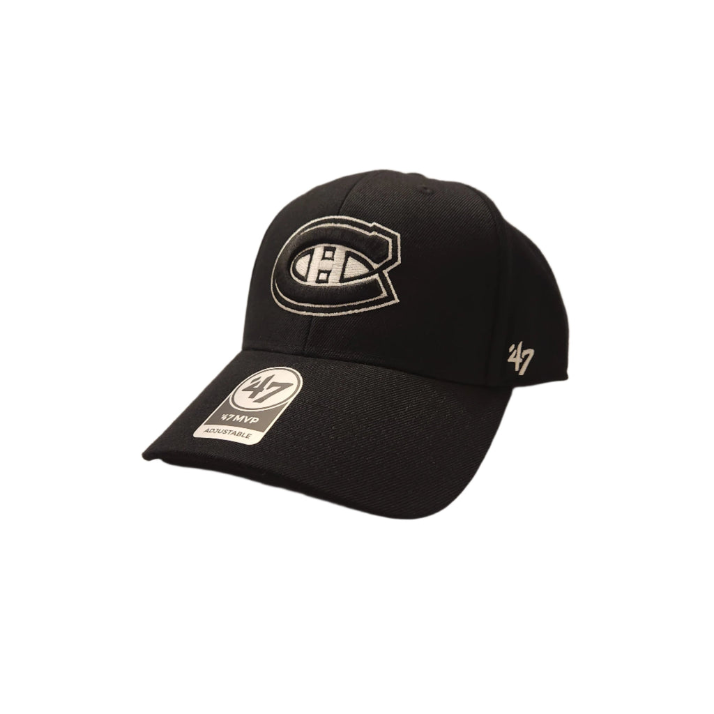 Montreal Canadiens NHL 47 Brand Men Black White MVP Sure Shot Snapback product image 3, provided for visual reference and