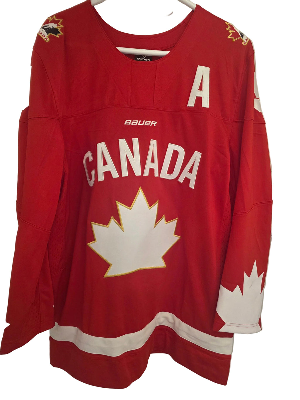 Gavin McKenna Hockey Canada IIHF Bauer Men Red One Leaf Replica Jersey product image 2, provided for visual reference and