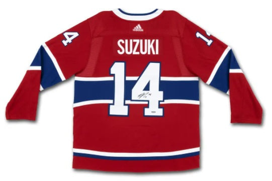 Nick Suzuki Montreal Canadiens NHL Adidas Men Red Authentic Upper Deck Autographed Jersey product image 1, provided for