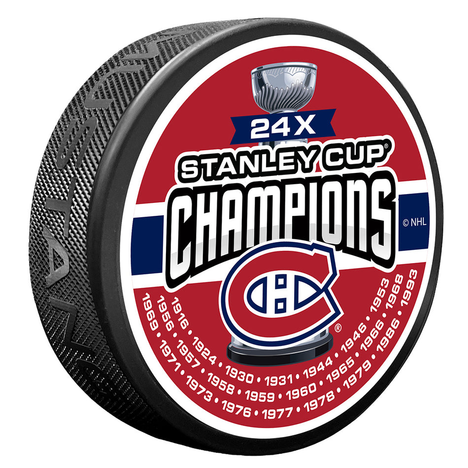 Montreal Canadiens NHL 24 Time Champs Textured Hockey Puck product image 1, provided for visual reference and product detail