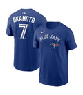 Kazuma Okamoto Toronto Blue Jays MLB Nike Men Royal Blue Name & Number T-Shirt product image 1, provided for visual
