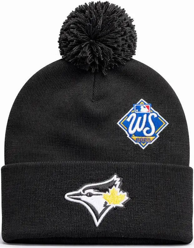Toronto Blue Jays Mitchell & Ness Men Black/Gold 2025 World Series Cuffed Knit Pom Hat product image 1, provided for visual
