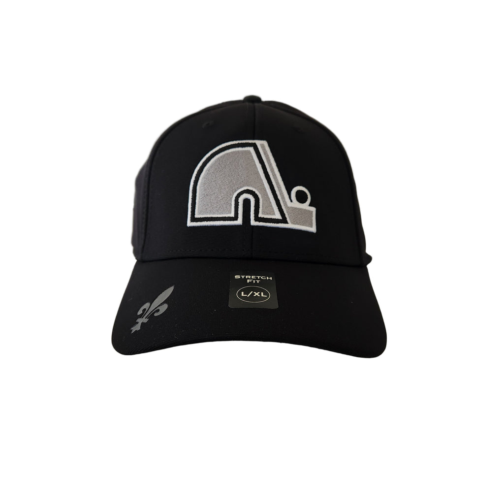 Quebec Nordiques NHL American Needle Men Black Vintage Platinum E-Boss Stretch Fit Hat product image 4, provided for visual