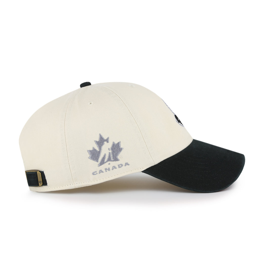 Hockey Canada IIHF 47 Brand Men Beige/Black 2002 Logo Sure Shot Clean Up Adjustable Hat product image 4, provided for visual