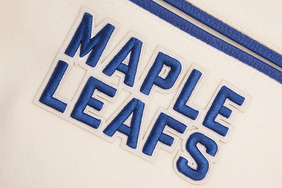 Toronto Maple Leafs NHL Pro Standard Men Eggshell/Royal Blue Modern Originals Rib Wool Varsity Jacket product image 8,