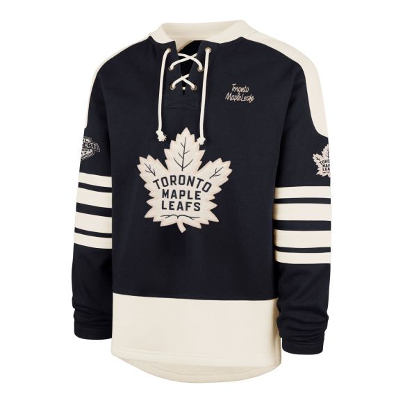 Toronto Maple Leafs NHL 47 Brand Men Navy Golden Age Sweep Check Eternal Lacer Crew Sweater product image 1, provided for