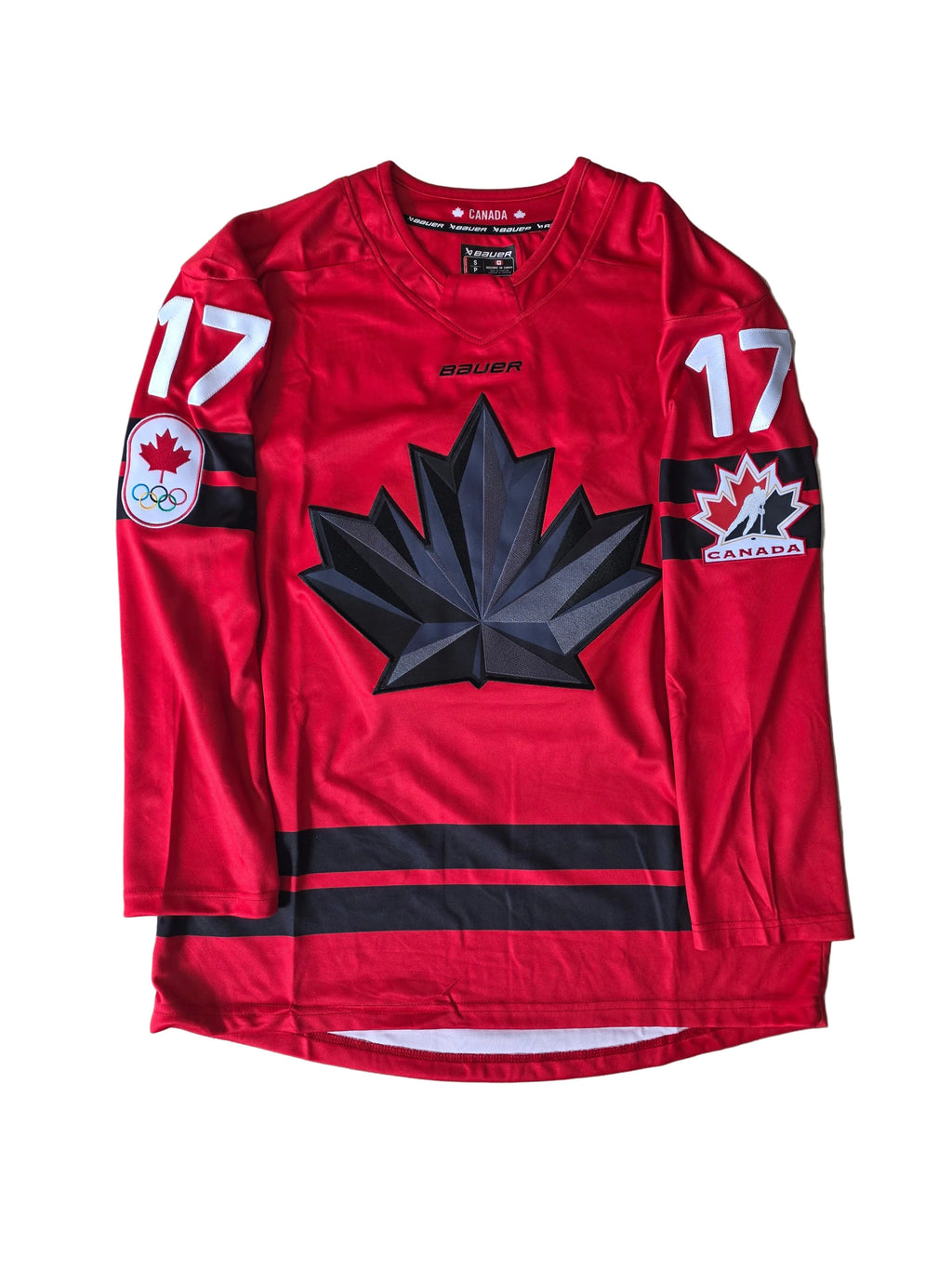 Macklin Celebrini Hockey Canada IIHF Bauer Men Red 2026 Pro-Stitched Replica Jersey product image 2, provided for visual