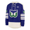 Hartford Whalers NHL 47 Brand Men Royal Blue Golden Age Sweep Check Eternal Lacer Crew Sweater product image 1, provided for