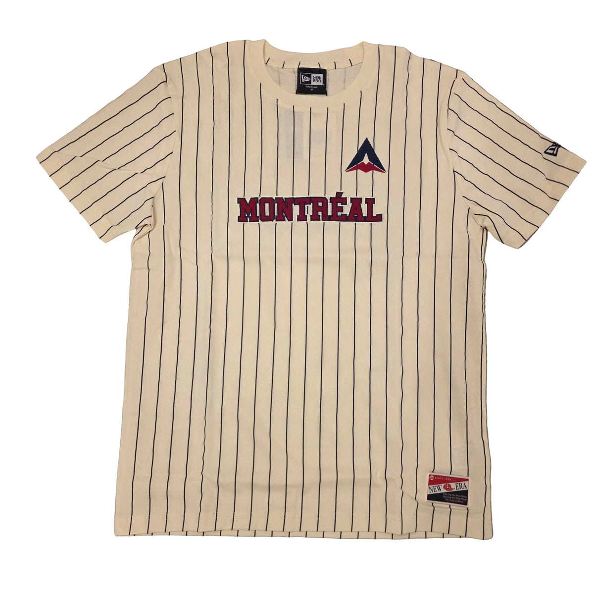 Montreal Alouettes CFL New Era Beige Men Pinstripe Vintage T-Shirt product image 1, provided for visual reference and