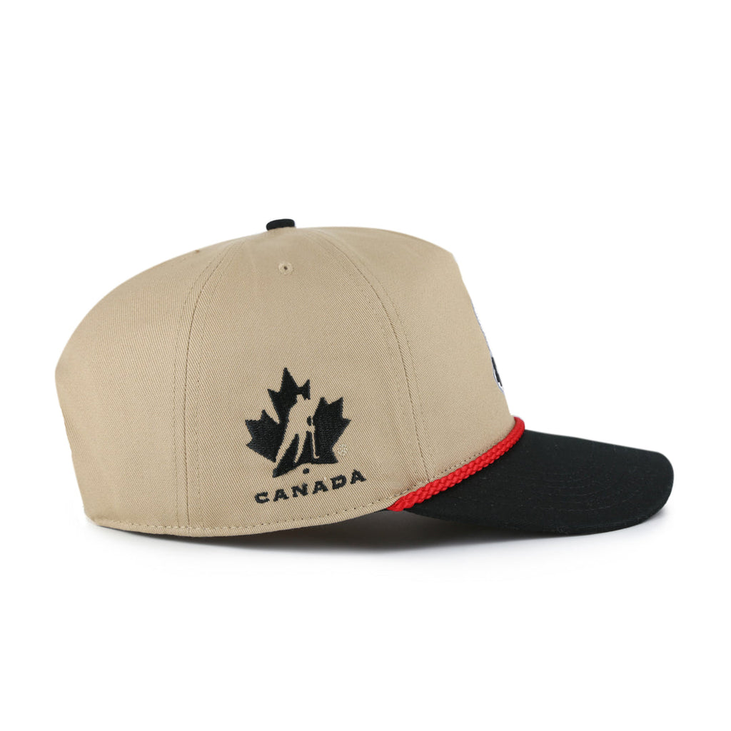 Hockey Canada IIHF 47 Brand Men Khaki/Black 2002 Logo Sure Shot Hitch Snapback Hat product image 2, provided for visual