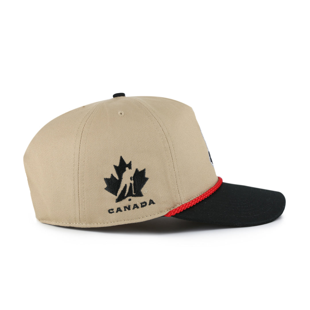 Hockey Canada IIHF 47 Brand Men Khaki/Black 2002 Logo Sure Shot Hitch Snapback Hat product image 2, provided for visual