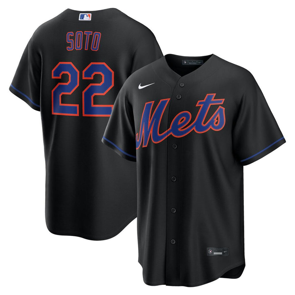 Juan Soto New York Mets MLB Nike Men Black Away Player Replica Jersey product image 1, provided for visual reference and