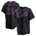 Juan Soto New York Mets MLB Nike Men Black Away Player Replica Jersey product image 1, provided for visual reference and