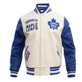 Toronto Maple Leafs NHL Pro Standard Men Eggshell/Royal Blue Modern Originals Rib Wool Varsity Jacket product image 1,