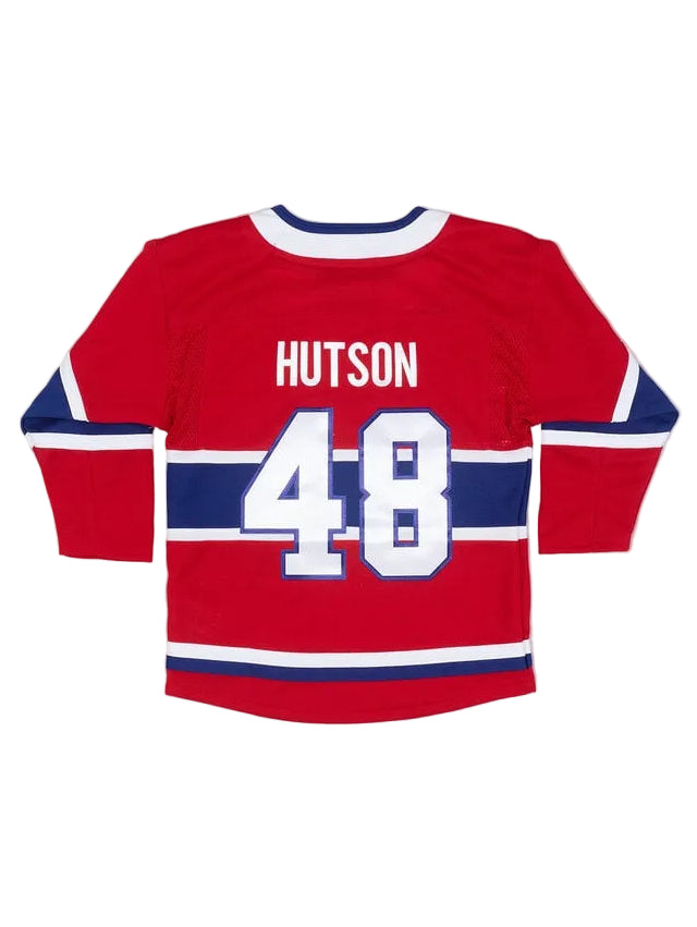 Lane Hutson Montreal Canadiens NHL Outerstuff Kids Red Premier Jersey product image 1, provided for visual reference and