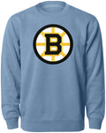 Boston Bruins NHL Bulletin Men Light Blue Twill Logo Express Crew Sweater product image 1, provided for visual reference and