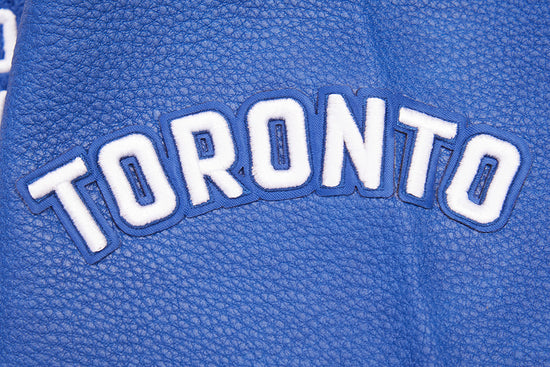 Toronto Maple Leafs NHL Pro Standard Men Eggshell/Royal Blue Modern Originals Rib Wool Varsity Jacket product image 6,