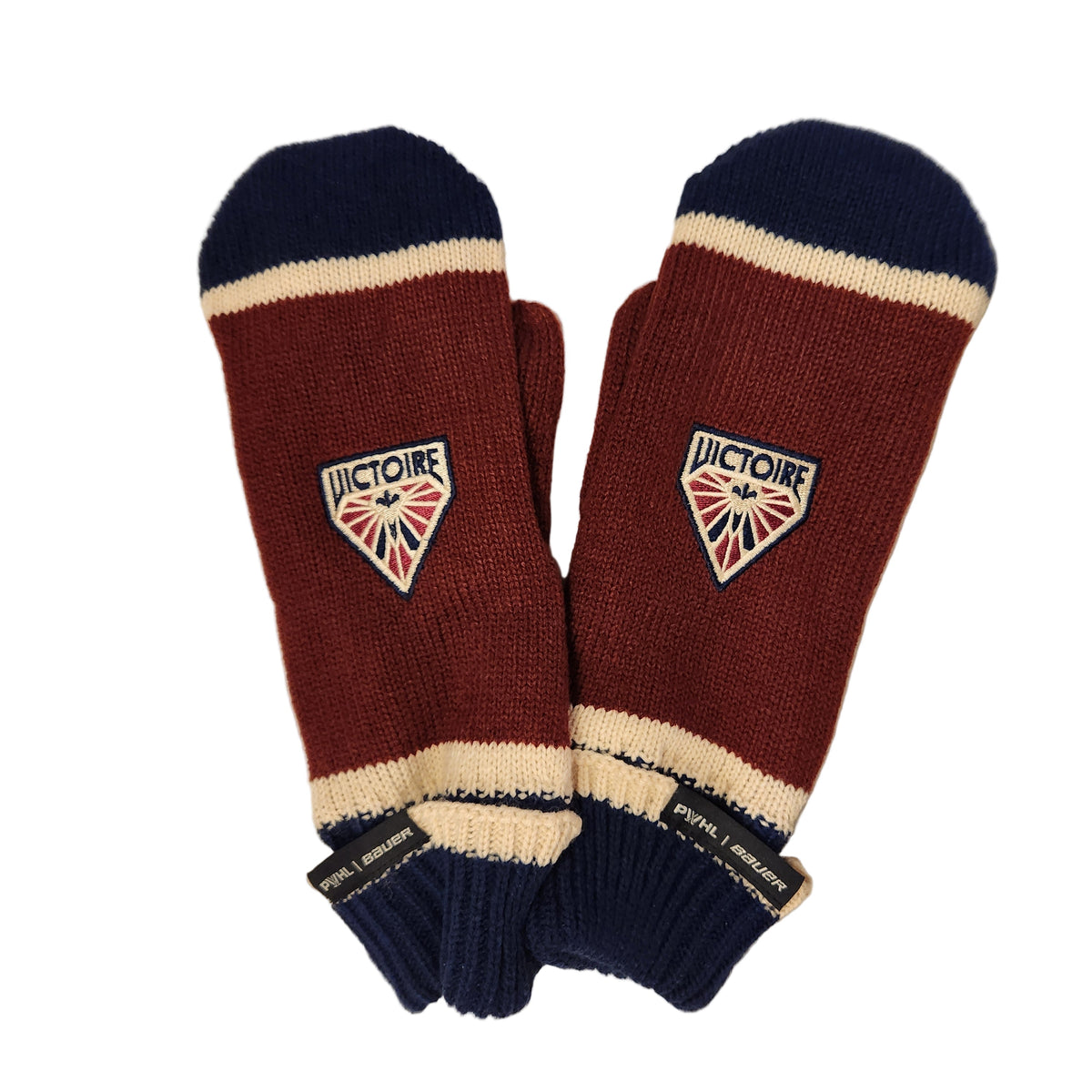 Montreal Victoire PWHL Bauer Unisex Maroon Team Mittens product image 4, provided for visual reference and product detail